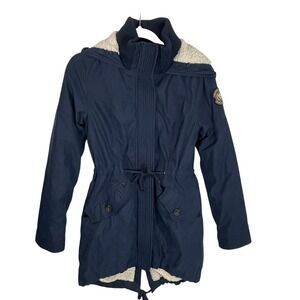 Abercrombie & Fitch S Navy Blue Sherpa Lined Hooded Utility Parka Jacket